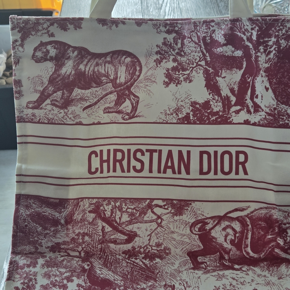 Dior Burgundy and Cream Tote Bag